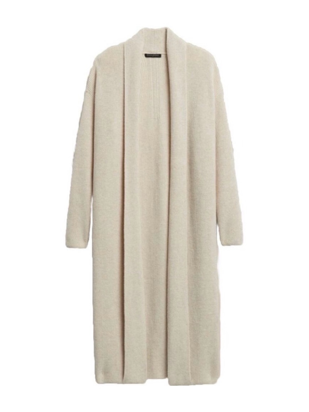 Banana Republic Long Open-Front Cream Knit Cardigan Sweater / Coatigan / Duster